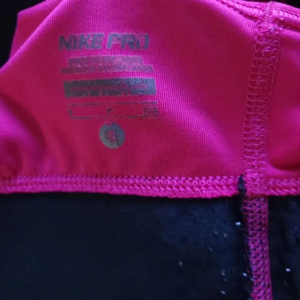 Nike Racerback Sports Bra Small, Pink Black Swoosh Athletic Activewear